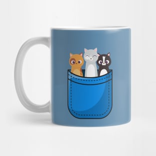 Triple Trouble Kitty Pocket - Kittens Funny Cat Lover Mug